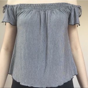 American Eagle off the shoulder stripe shirt S